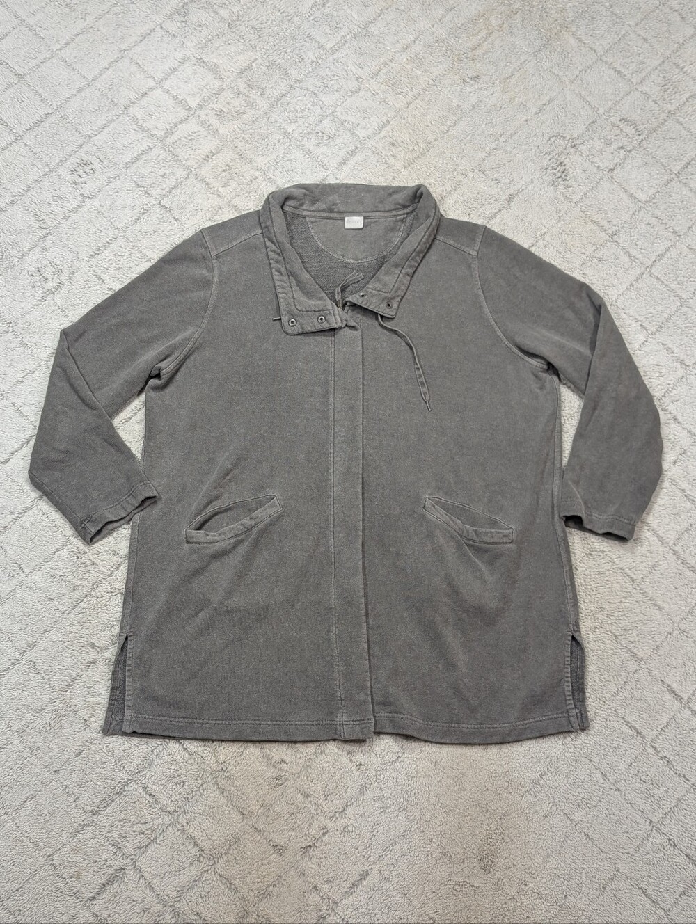 Poetry Jacket Womens 18 Gray Wash Cotton Terry Hemp Slouchy Lagenlook